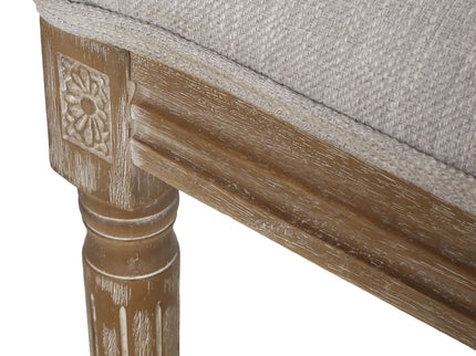 French Country Dining Chair With Rectangular Cane Backrest And Smooth Upholstered Seating