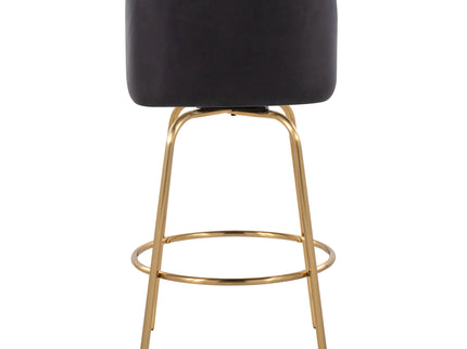 Toriano - Contemporary, Fixed Height Counter Stool With Swivel With Round Footrest (Set of 2)