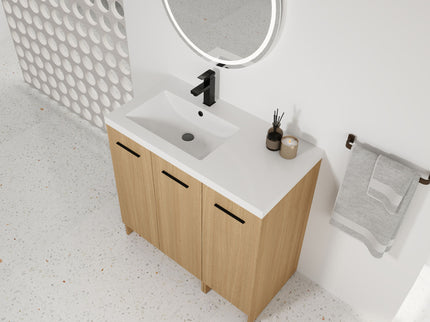 Wall Mounted Floating Bathroom Vanity With Sink, 3 Door Modular Cabinet
