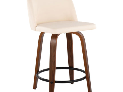 Toriano - Mid Century Modern, Fixed Height Counter Stool & Swivel And Round Footrest (Set of 2)