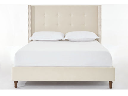 Peyton - Upholstered Bed With 54" High Headboard, Traditional Hand Buttoned Tufting