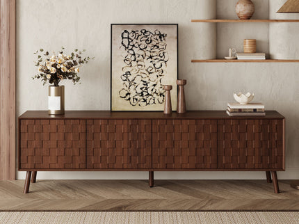 TV Stand With Soft Closing Hinges And Cable Management - Walnut