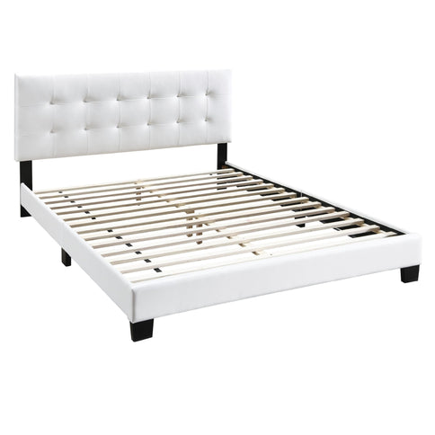 Modern Style Bed With Upholstered Rectangle Headboard