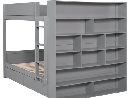 Bunk Bed With 2 Drawers And Multi Layer Cabinet