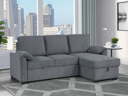 Rebecca - Sofa With Pull Out Bed, Storage Chaise, USB And Cup Holders - Dark Gray