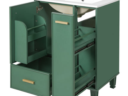 Bathroom Vanity With Sink, Deep Drawer, Door Shelf, 2 Tier Basket