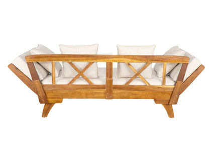 Outdoor Patio Daybed Sofa, 3 Seat Sofa With Foldable Arm 4 Back Pillows