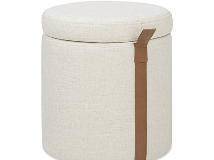 Brandy - Round Upholstered Storage Ottoman With Accent