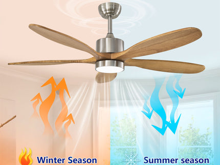 Ceiling Fan With Lights Quiet DC Motor Ceiling Fans 6 Speed Levels - Nickel