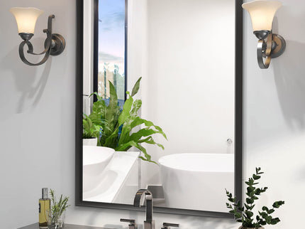 Rectangular Bathroom Mirror Square Angle Metal Frame Wall Mounted Hanging Plates Wall Mount Mirror For Bathroom (Horizontal & Vertical)