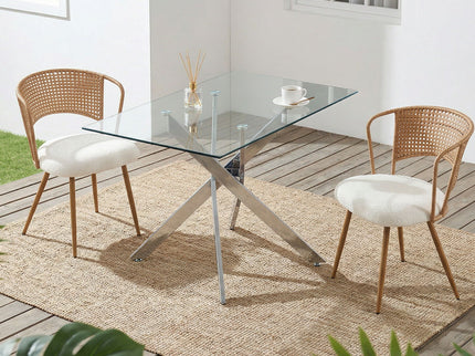 Dining Chairs With Wing Back Design For Kitchen (Set of 2) - Beige / Brown