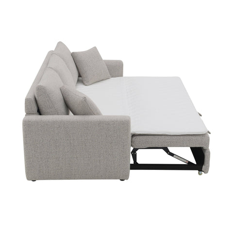Connie - Boucle Sleeper Sectional Sofa With 2 Toss Pillows - Beige