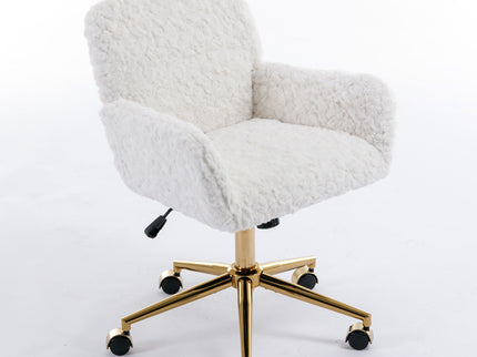 Office Chair, Artificial Rabbit Hair Home Office Chair With Metal Base, Adjustable Desk Chair Swivel Office Chair, Vanity Chair