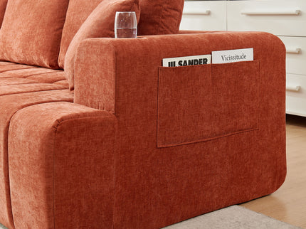 L - Shaped Sectional Sofa With Cup Holders & Side Pockets