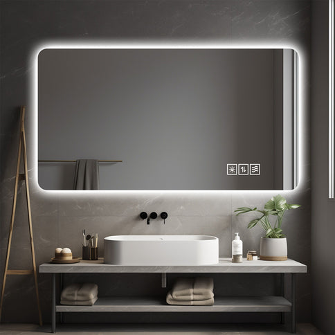 Wall Mounted Bathroom Full Length Makeup Mirror With 3 Color Lighting - Clear