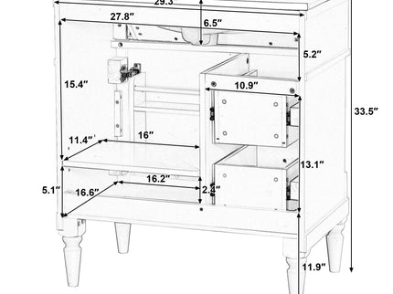 Modern Bathroom Vanity With Sink, Freestanding Cabinet With Flip Drawer & Adjustable Shelf
