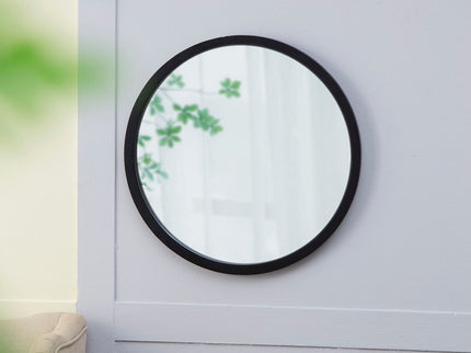 Circle Wall Mirror With Wooden Frame, Wall Mirror For Living Room