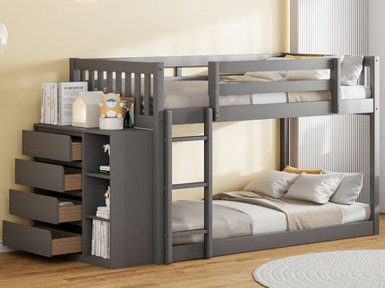 Bunk Bed With 4 Drawers And 3 Shelves