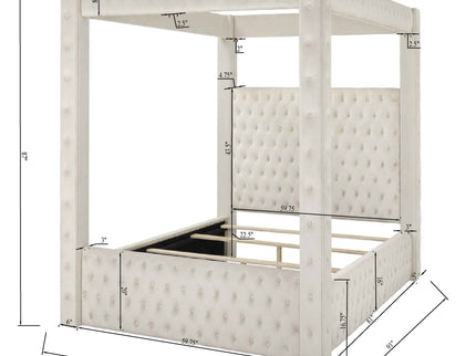 Modern 4 Poster Bed With Tufted Headboard And Footboard