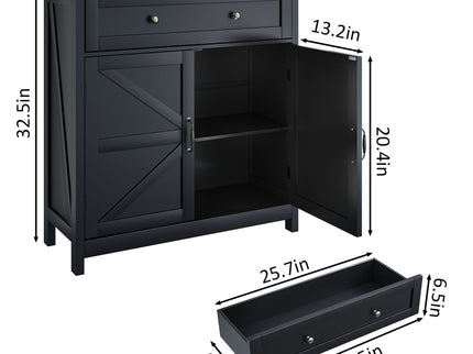 Farmhouse Storage Cabinet With Drawer And Adjustable Shelf