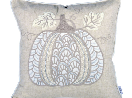 Lace Embroidered Pumpkin Throw Pillow - Natural