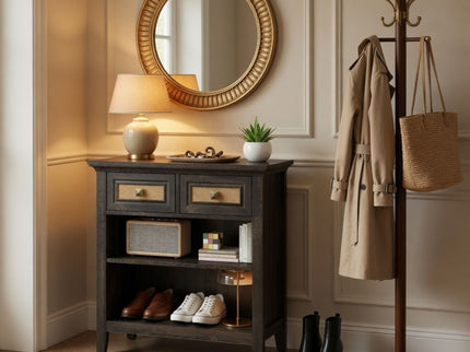 Storage Cabinet With 2 Drawers And 2 Shelves - Coffee