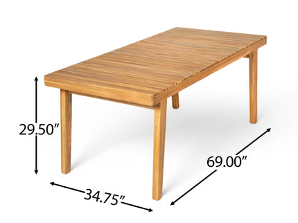 Outdoor Dining Table With Slatted Top, Ideal For Patio
