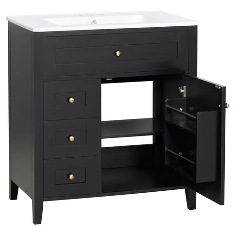 Bathroom Vanity With Sink, 3 Drawers And Adjustable Shelf, Freestanding Storage Unit
