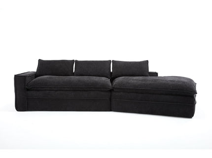 Modern Minimalist Modular Sectional Sofa With Deep Seats And Right Facing Chaise
