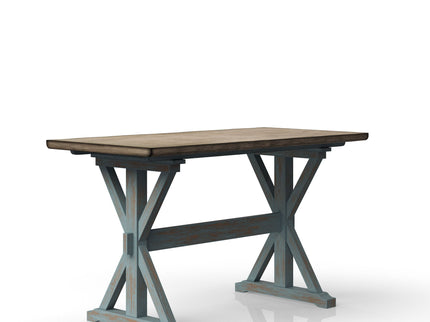 X Based Counter Height Dining Table - Aqua Blue