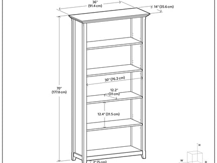 Amherst - 5 Shelf Bookcase, Handcrafted