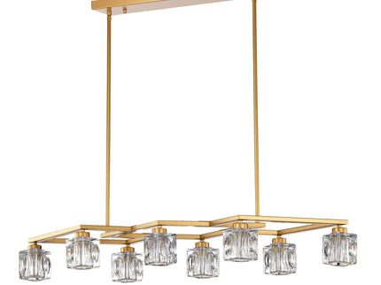Crystal Chandelier For Dining Room, 8 Light Kitchen Chandelier Light Fixture Modern Metal Industrial Chandeliers For Farmhouse Entryway Living Room (8*G9 Bulbs Included) - Matte Gold