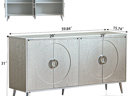 Modern Lacquered 4 Door Wooden Cabinet Sideboard Buffet Server Cabinet Storage Cabinet, For Living Room, Entryway, Hallway, Office, Kitchen And Dining Room