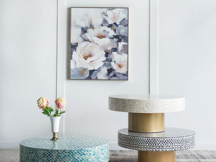 Unique Capiz Coffee Table & Pedestal Base