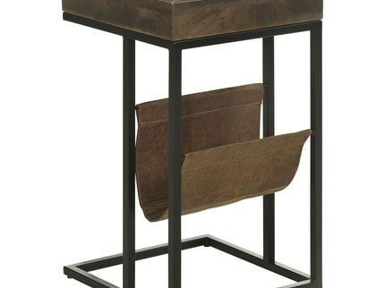 Checkmate - 1 Drawer Side Table With Carved Chess Board - Brown