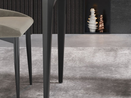 70.87" Modern Artificial Stone White Straight Edge Black Metal Leg Dining Table, Can Accommodate 6-8 People - White / Black