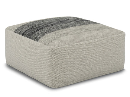 Sabella - Square Woven Outdoor / Indoor Pouf - Gray / White