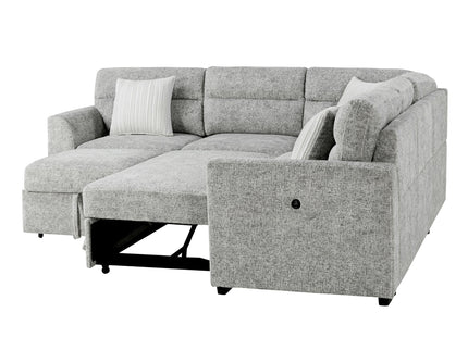 Emiliano - Sectional Sofa With 3 Pillows - Nickel