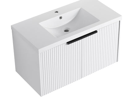 Contemporary Wall Mounted Bathroom Vanity With Resin Double Sink