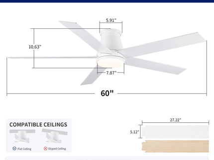 Flush Mount Ceiling Fan With Light