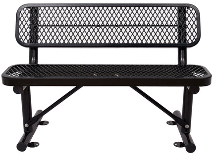 6' Outdoor Steel Bench With Backrest