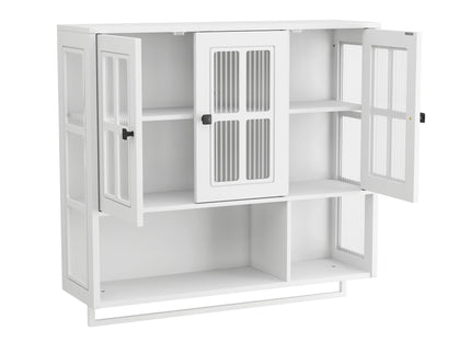 3 Door Wall Cabinet With Glass Door And Towel Bar