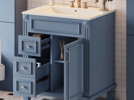 Bathroom Vanity With Sink, Compact Cabinet & 2 Drawers And Adjustable Shelf