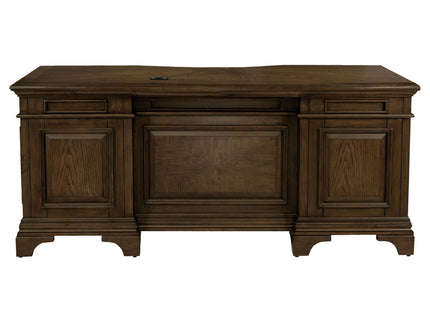 Stigham - 7 Drawer Executive Desk With Lockable File Cabinets - Oak