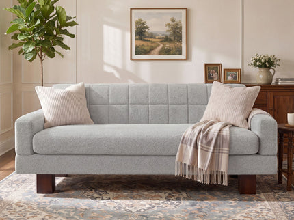 Modern Loveseat Sofa, 2 Seater With Square Arms For Living Room