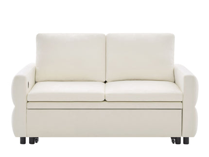 Convertible Sofa Bed Loveseat With Adjustable Backrest And USB Ports
