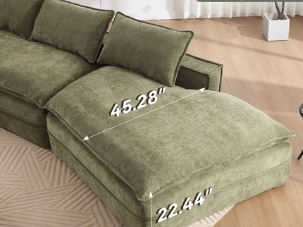 Modern Minimalist Modular Sectional Sofa With Deep Seats And Right Facing Chaise