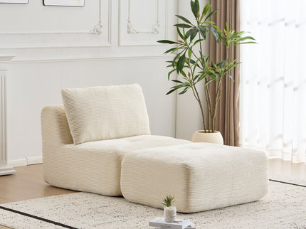 Single Chaise Longue With Movable Ottoman For Living Room