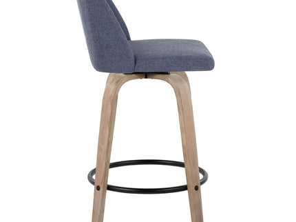 Toriano - Contemporary Fixed-Height Counter Stool & Swivel With Round Footrest (Set of 2)