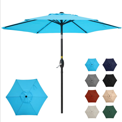 Umbrella With Crank Lift & Tilt, UV-Resistant Canopy For Patio